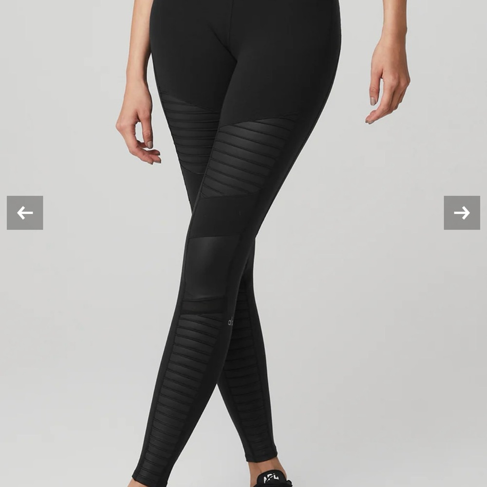 ALO Yoga Black Moto Ribbed Leggings